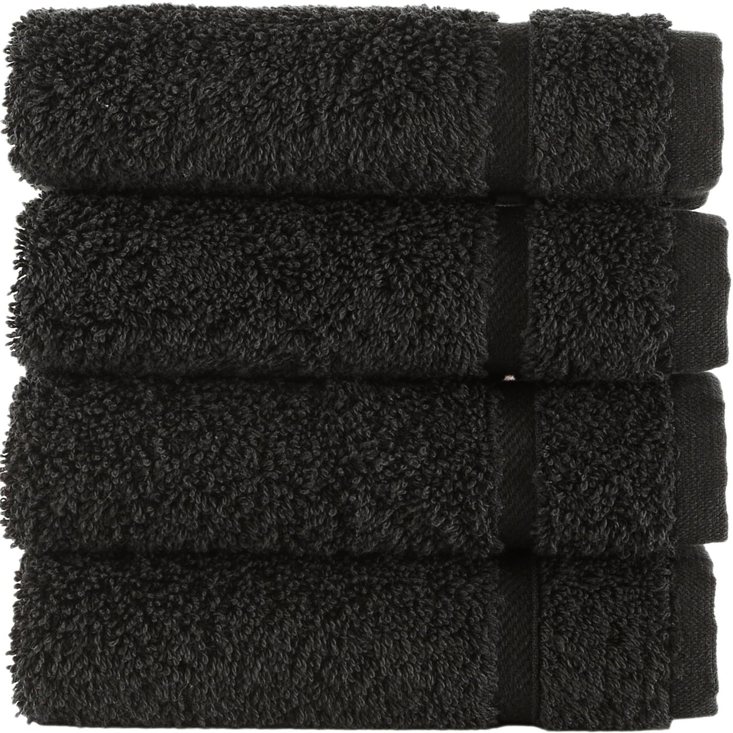 Washcloth Linen Set Premium Original Turkish Cotton, Hotel Quality for Maximum Softness & Absorbency for Face, Hand, Kitchen & Cleaning (Black, Washcloth Set)