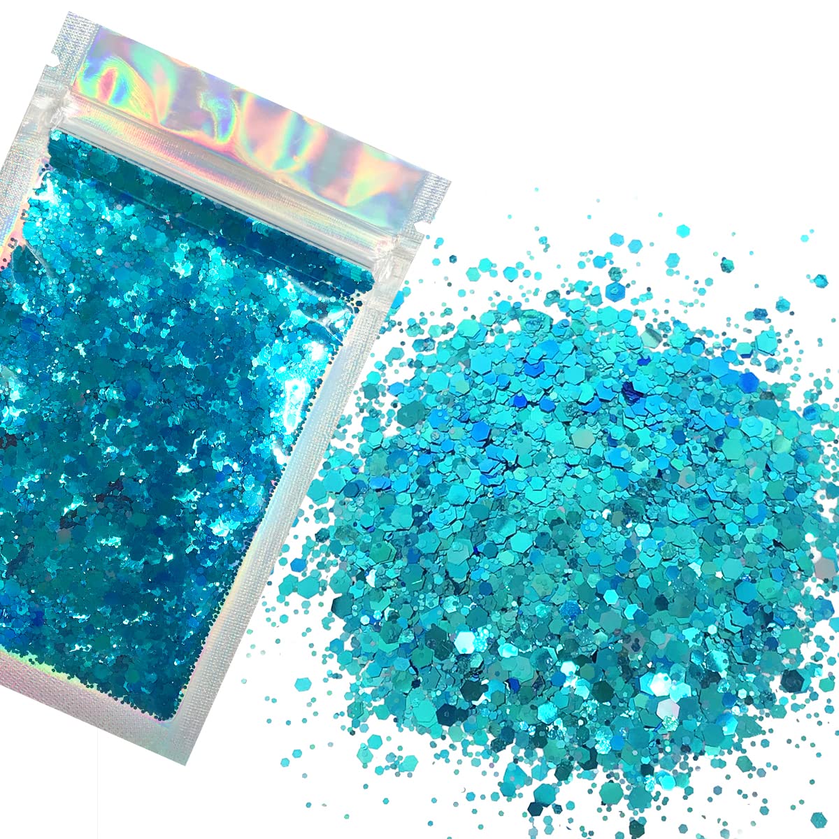 Blue Face & Body Glitter - Cosmetic Grade Chunky Glitter - Color Shift - Uses Include: Festivals, Raves, Face, Body, Nails, Resin, Arts, Crafts, Resin, Tumblers, Bath Bombs - Solvent Resistant