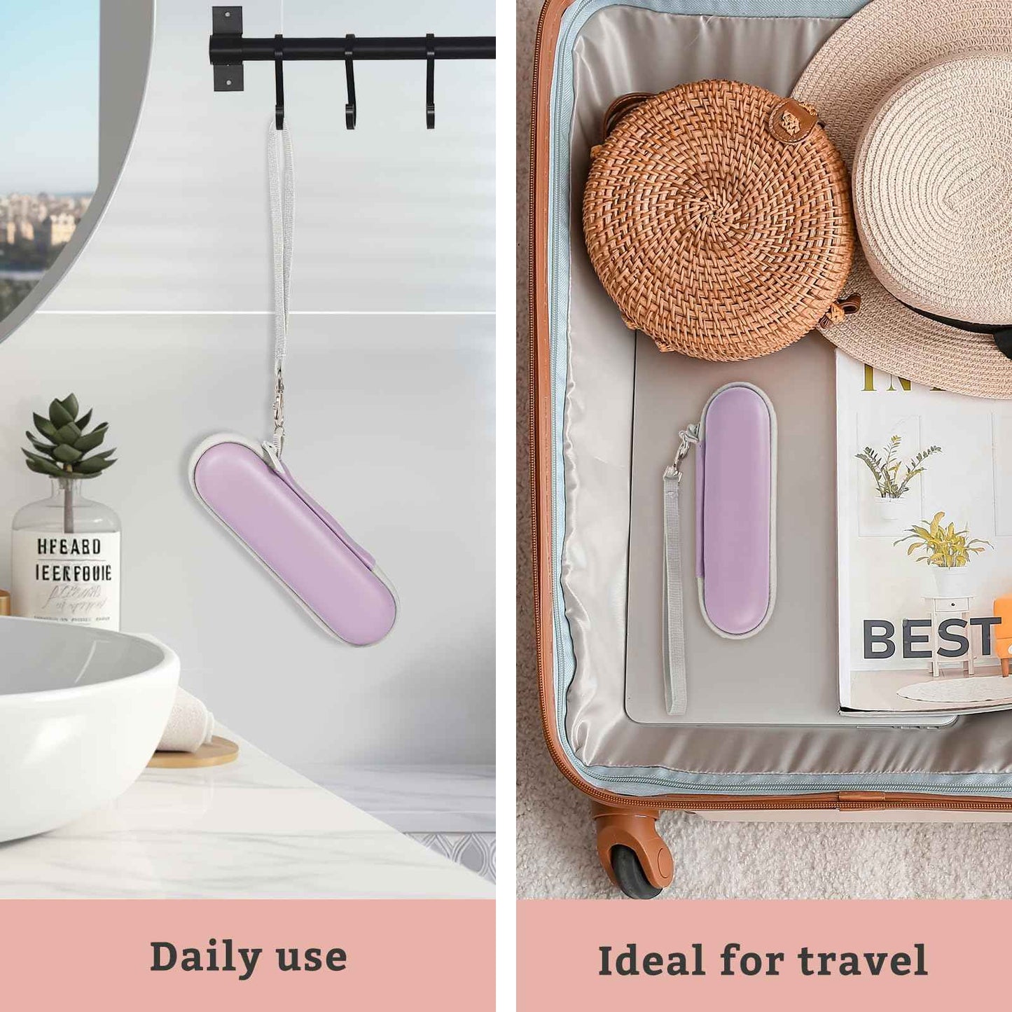 ProCase Hard Travel Case for SolaWave 4-in-1 Facial Wand, EVA Protective Case for Radiant Renewal, Women Face Skincare Storage Room for USB Cable Charger - Purple