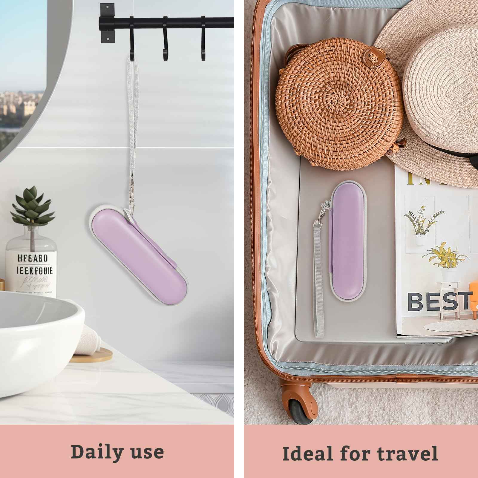 ProCase Hard Travel Case for SolaWave 4-in-1 Facial Wand, EVA Protective Case for Radiant Renewal, Women Face Skincare Storage Room for USB Cable Charger - Purple