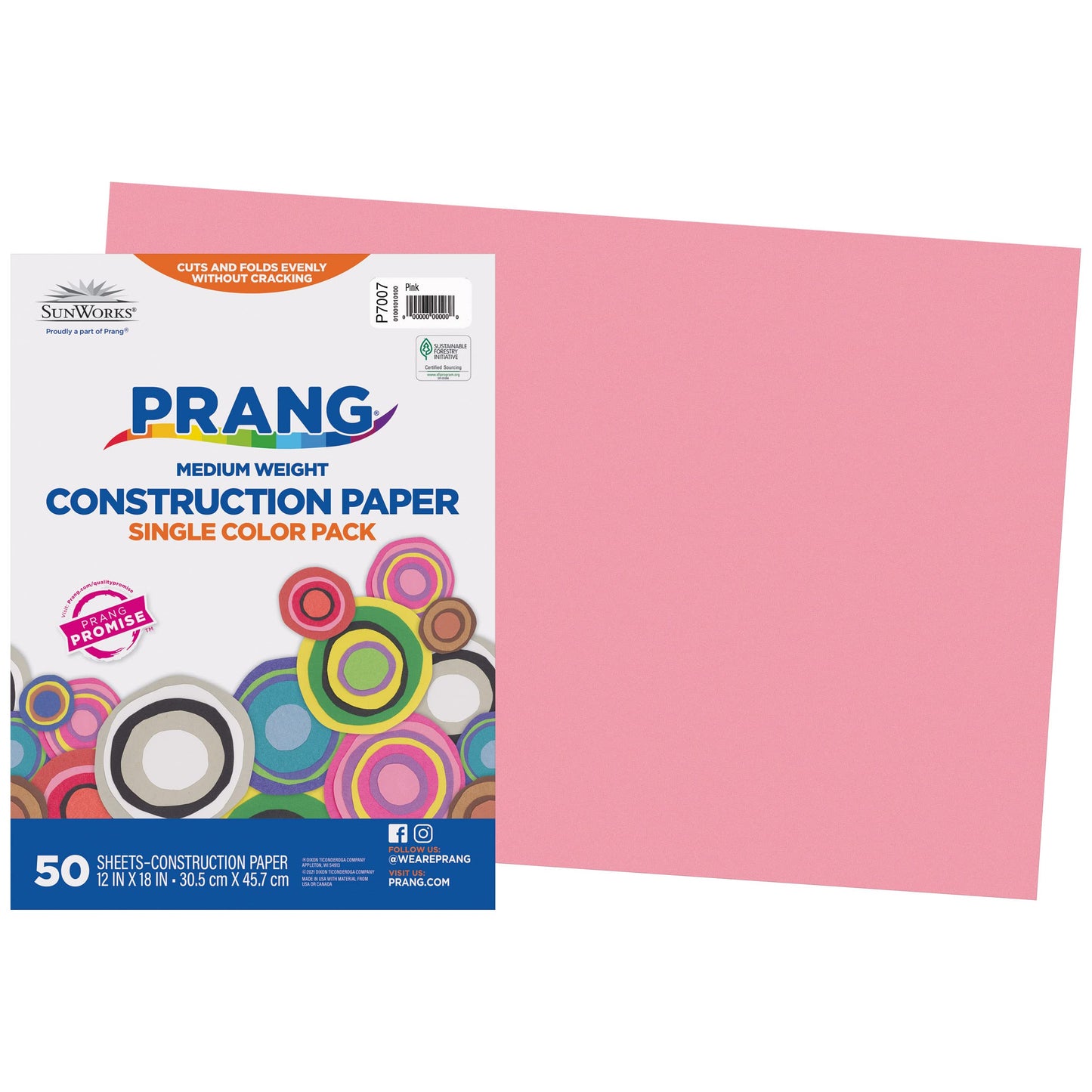 Prang (Formerly SunWorks) Construction Paper, Pink, 12" x 18", 50 Sheets