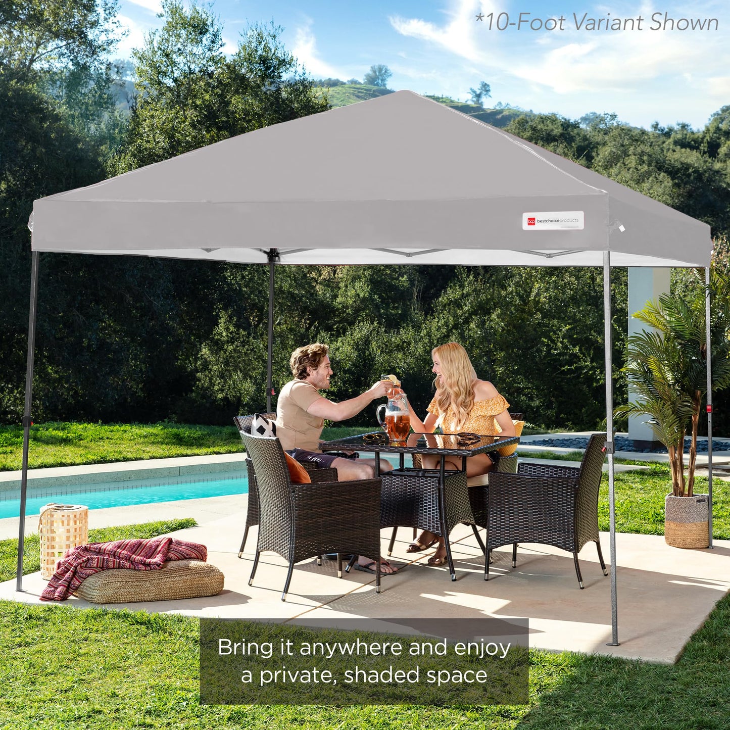 Best Choice Products 8x8ft 1-Person Setup Pop Up Canopy Tent Instant Portable Shelter w/ 1-Button Push, Case, 4 Weight Bags - Light Gray