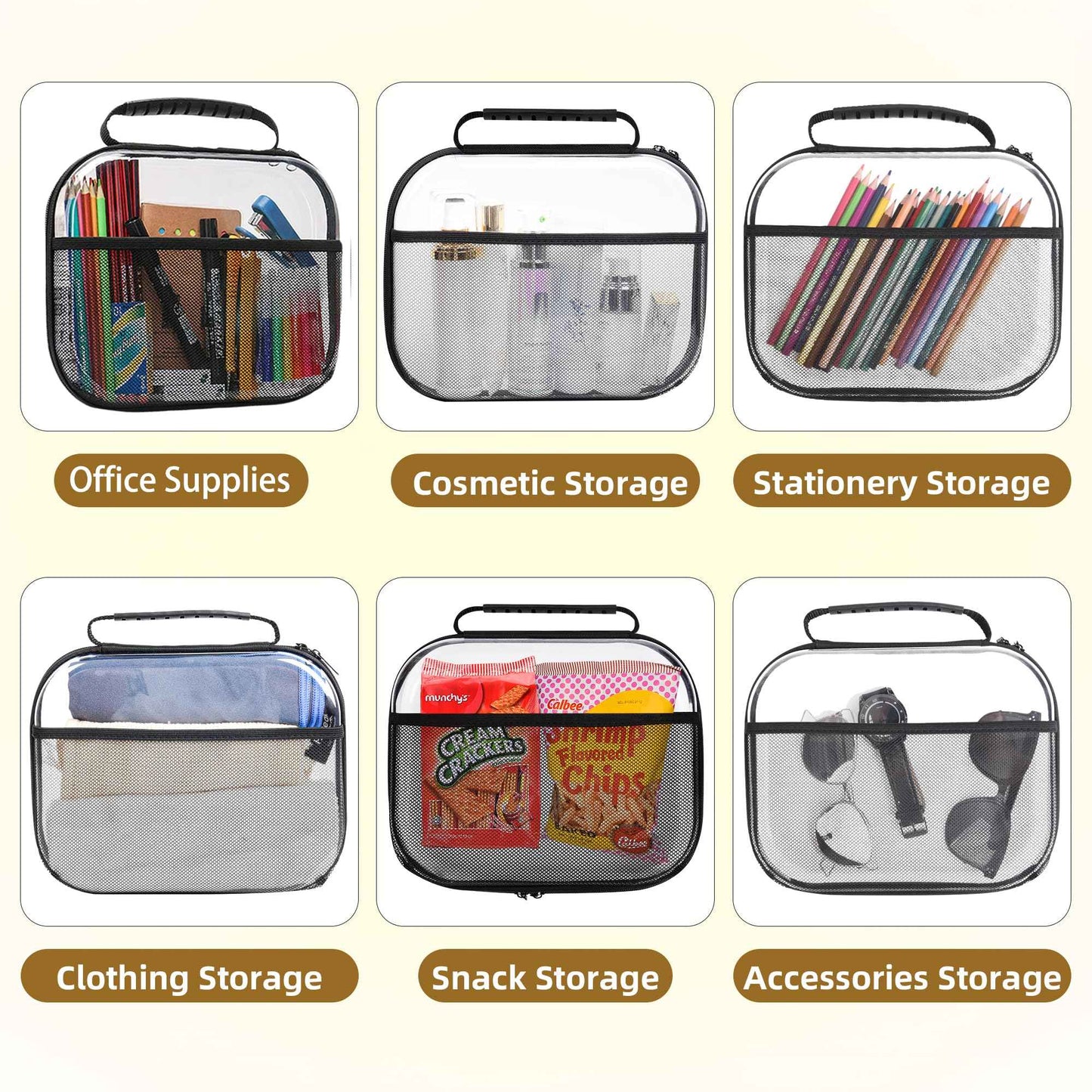 XULIONTS 3PCS Clear Hard Shell Zipper Case, Portable Cosmetic Bag with Zipper, Clear Toiletry Bag, Waterproof Diaper Bag Organizing Pouches, Hard Travel Case, Thanksgiving Christmas Storage Bins