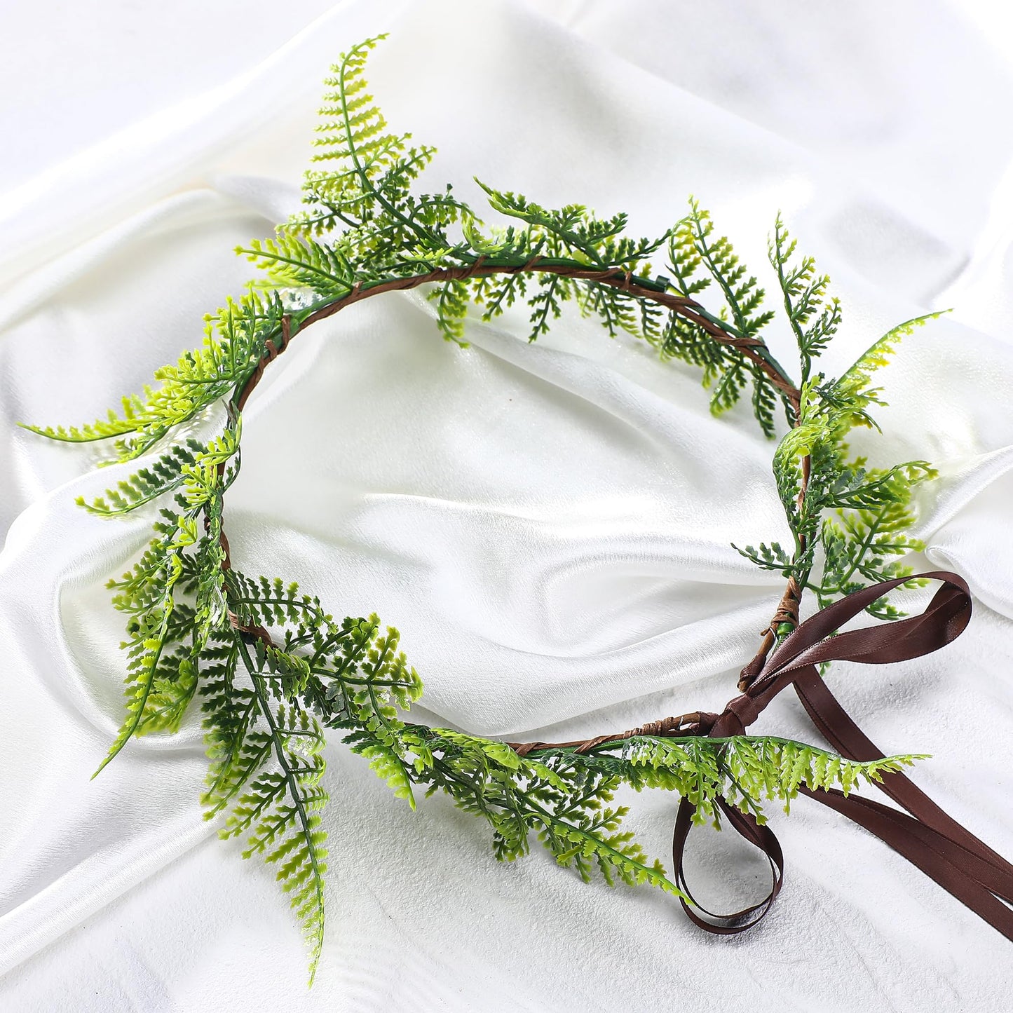 KorViSHOW Bridal Green Leaf Crown - Bohemian Flower Crown Laurel Crown Artificial Floral Headband for Wedding Birthday Party Festival Photoshoot Props