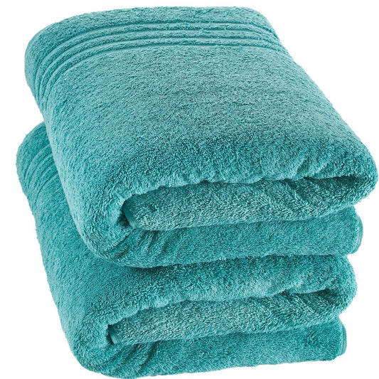 Hawmam Linen Jumbo Large Bath Sheets Towels 2 Pack Soft and Absorbent, Premium Quality 100% Cotton Towels (Teal Turquoise, Bath Sheet)