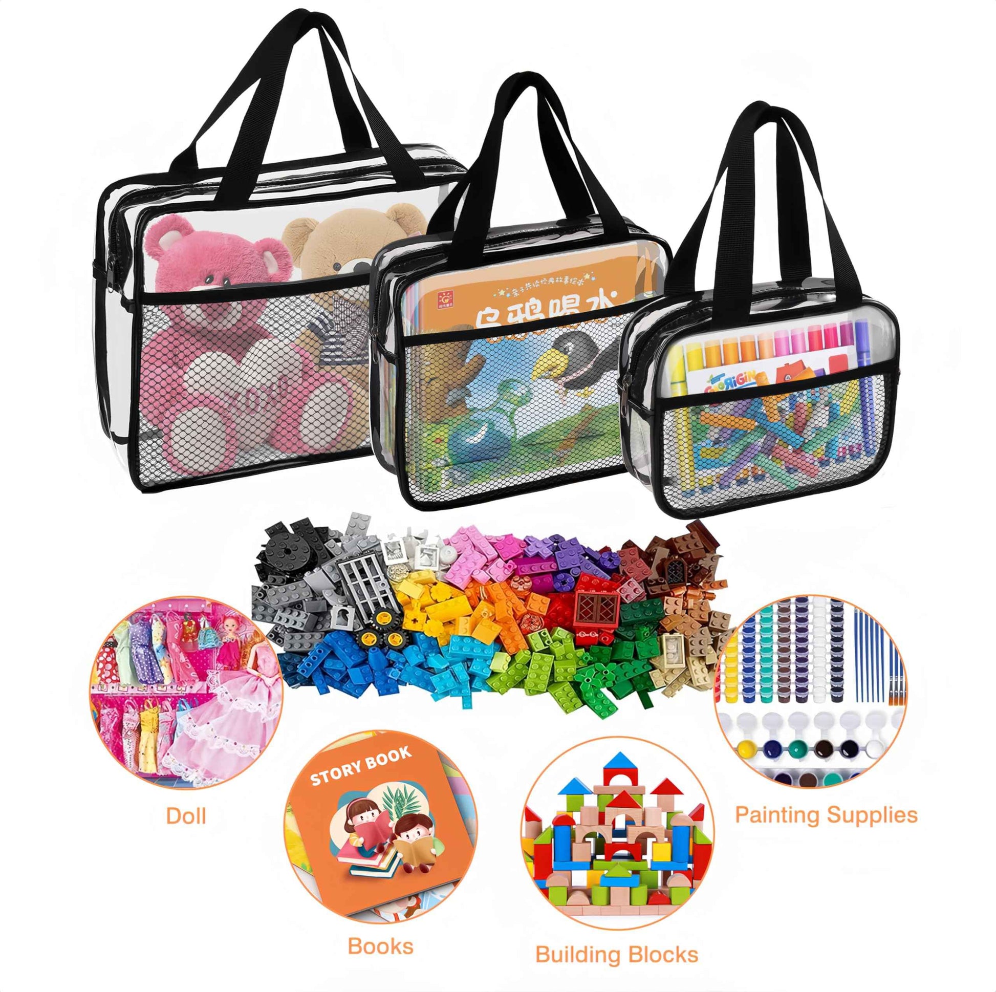 XEWEA Large Small Clear Travel Toiletry Bags with Handles & Pocket for Men Women, 3PCS TSA Approved Transparent Makeup Bag,Waterproof PVC Quart Organizer with Zipper for Toiletries Airline Essentials