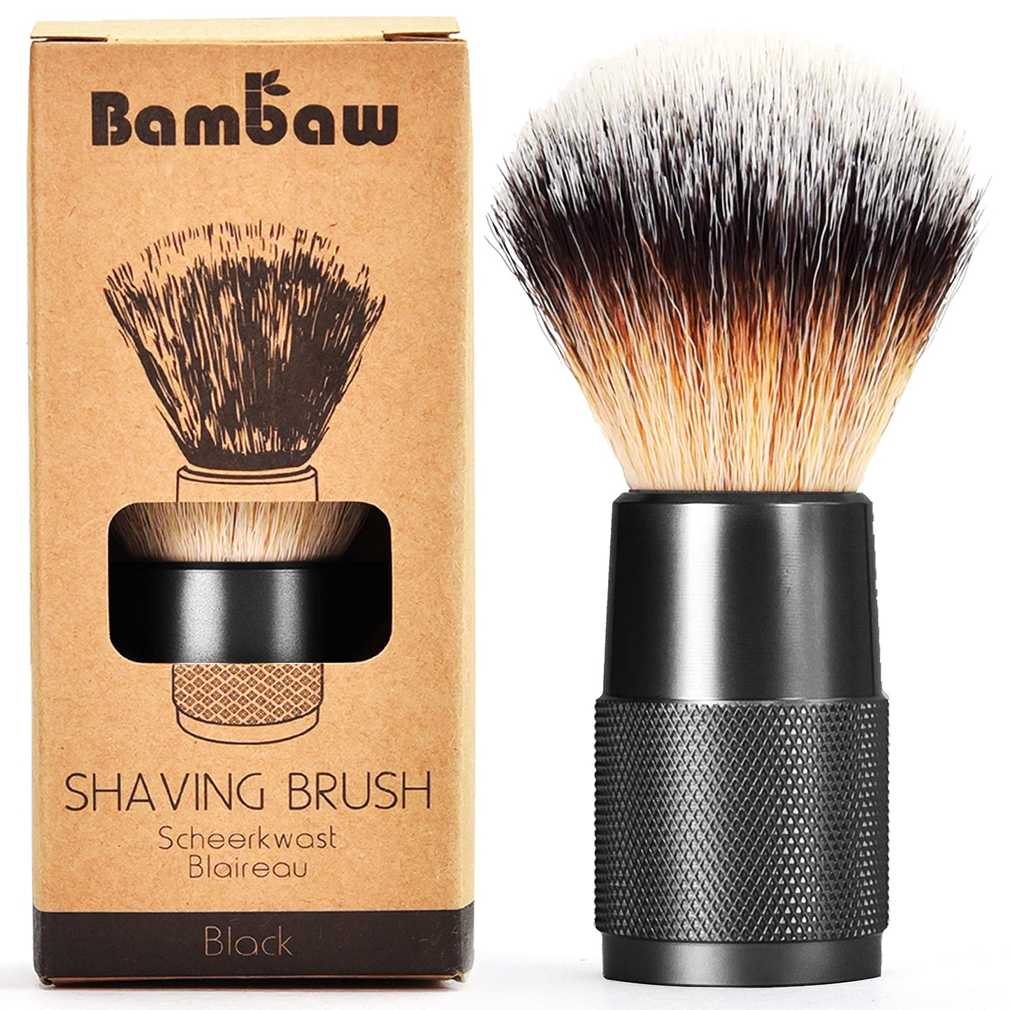 Synthetic Shaving Brush Black | Best Ingrown Hair Treatment | Wet Shaving Brush Shave Brush| Shaving Brush Metal Handle | Your Razor Bump Treatment | Bambaw