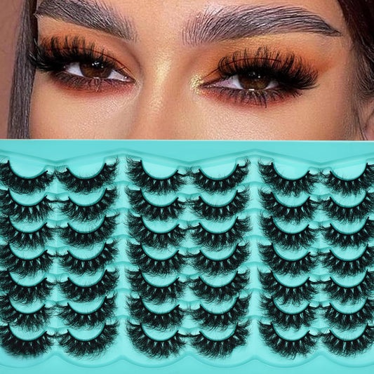 25MM Faux Mink Lashes 21 Pairs Strip Eyelashes D Curl Wispy Lashes Dramatic Eyelashes Soft &Matte Thick Russian Eyelashes Natural Cat Eye Look Lashes By Anforlin