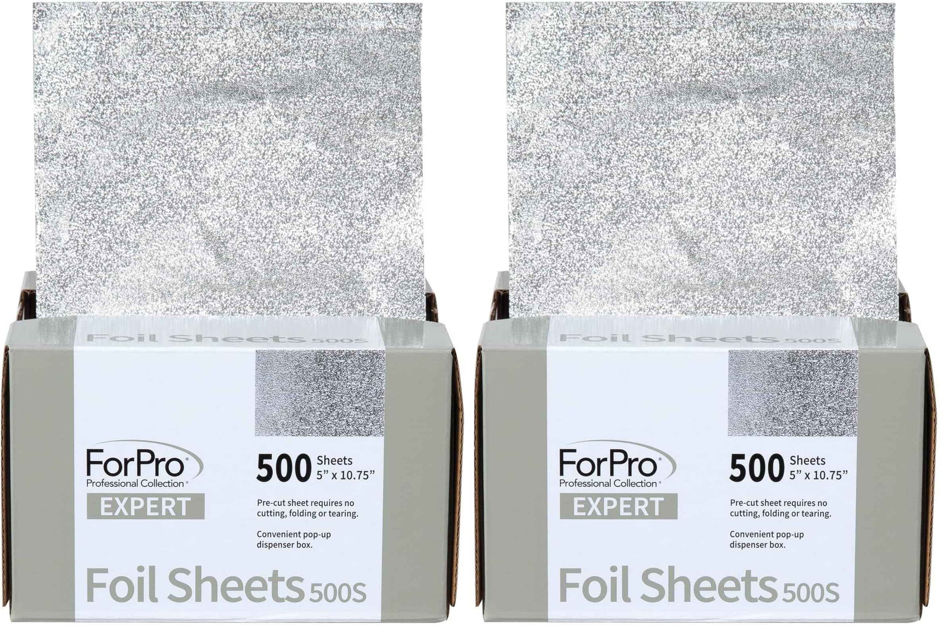 ForPro Expert Embossed Aluminum Foil Sheets 500S, Pop-Up Foil Dispenser, Hair & Food Safe, 5' W x 10.75' L, Pack of 2 (500-Count)
