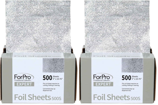 ForPro Expert Embossed Aluminum Foil Sheets 500S, Pop-Up Foil Dispenser, Hair & Food Safe, 5' W x 10.75' L, Pack of 2 (500-Count)