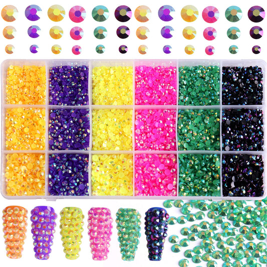 FULZTEY 19200 PCS Nail Rhinestones 3D Mixed Rhinestones for Crafting Gifts 6 Color Flatback Rhinestones Crystal AB Rhinestones for DIY Crafts Nail Clothes Dectoration 3/4/5 mm