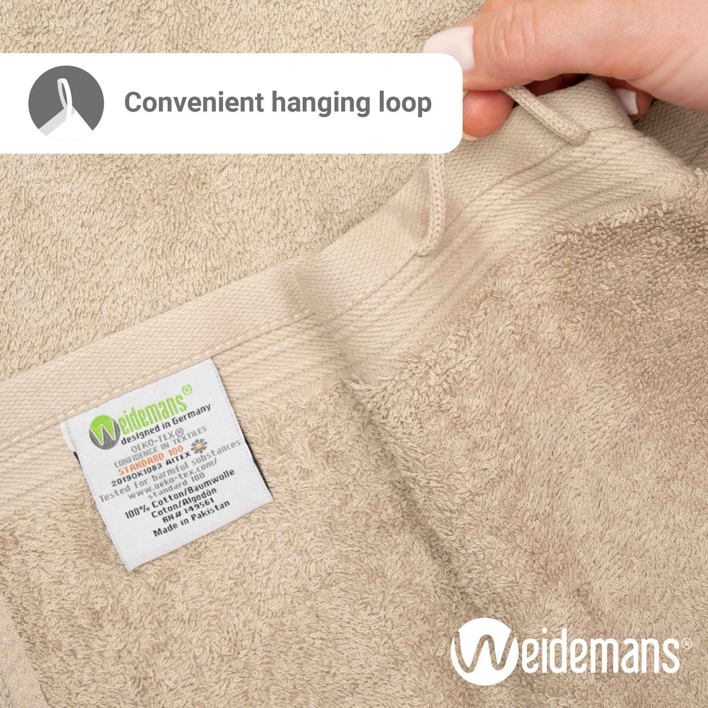 Weidemans 100% Cotton Washcloths Set 13” x 13” | Sand Towels | Set of 6 Ultra Soft and Highly Absorbent Washcloths Sets for Bathroom, Gym, Spa | Machine Washable Face Towel