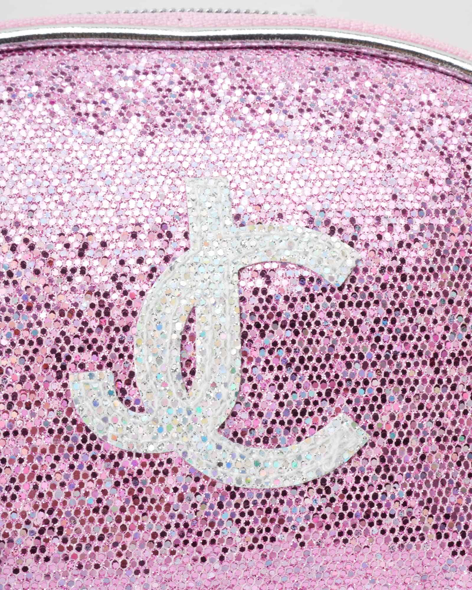 Juicy Couture Silver Pink Makeup Bag Cosmetics Organizer Travel Essentials Clutch Coin Purse Three Piece Set Shiny Glitter