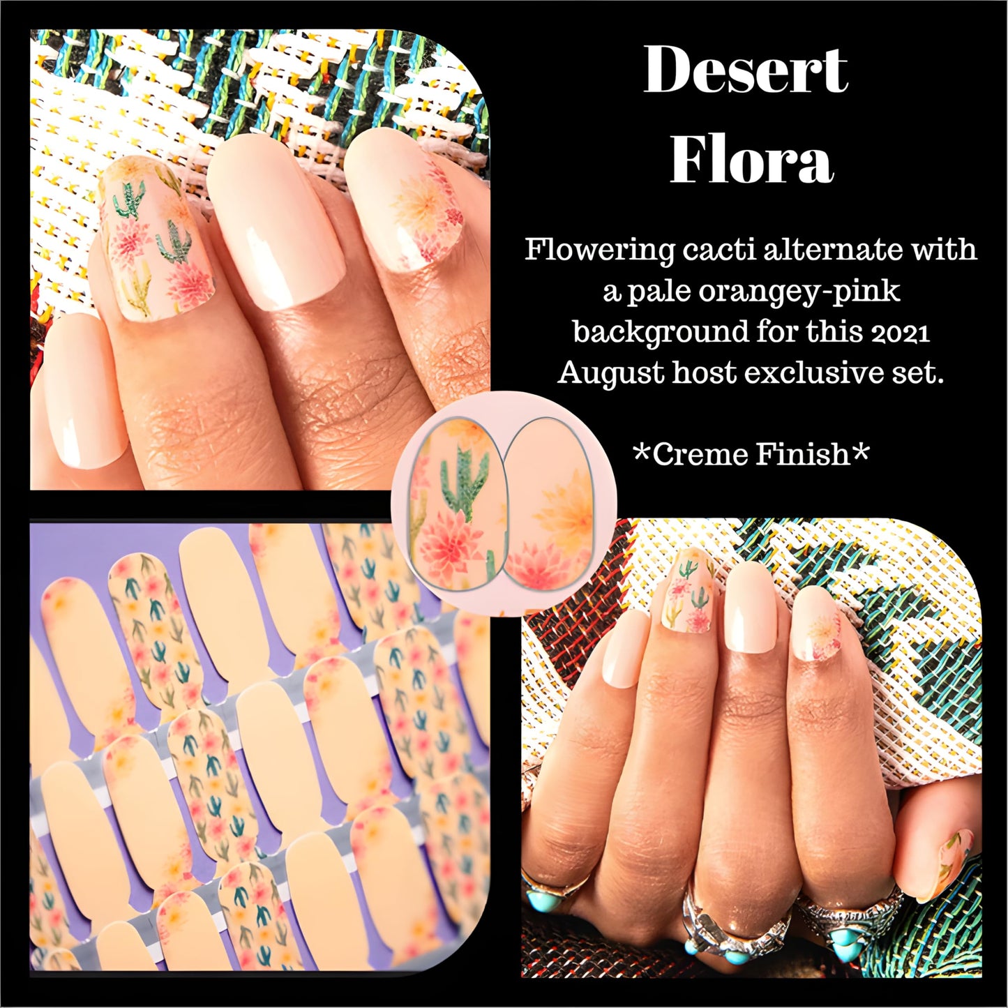 Desert Flora - Color Street Nail Strips - August 2021 Host Exclusive, Green, Orange, FDC289