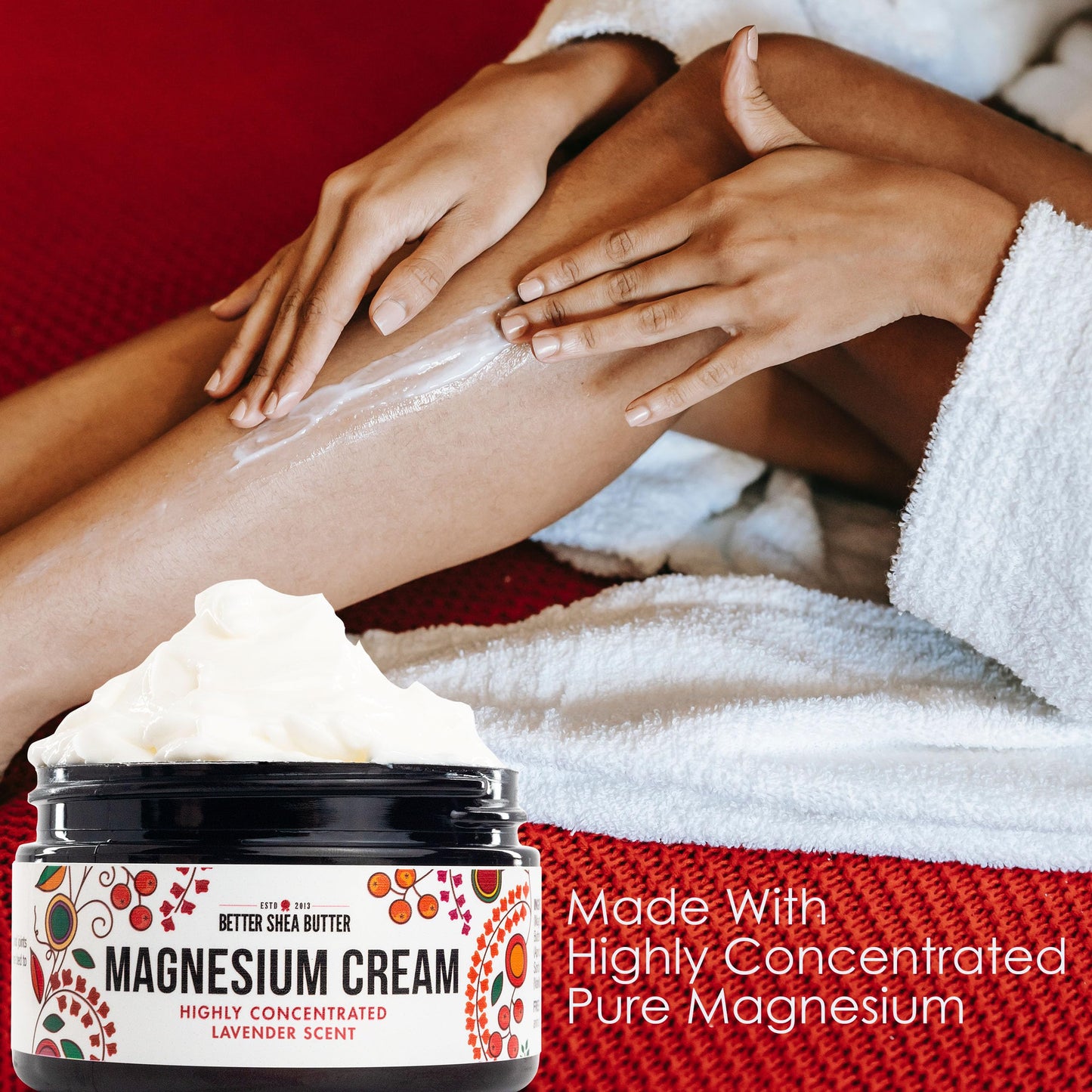 Magnesium Good Night Cream | Relieves Muscle Tension and Leg Cramps | Night Lotion Safe for Pregnancy, Kids and Babies | Organic and Natural Ingredients| Vegan, US made | (Lavender)