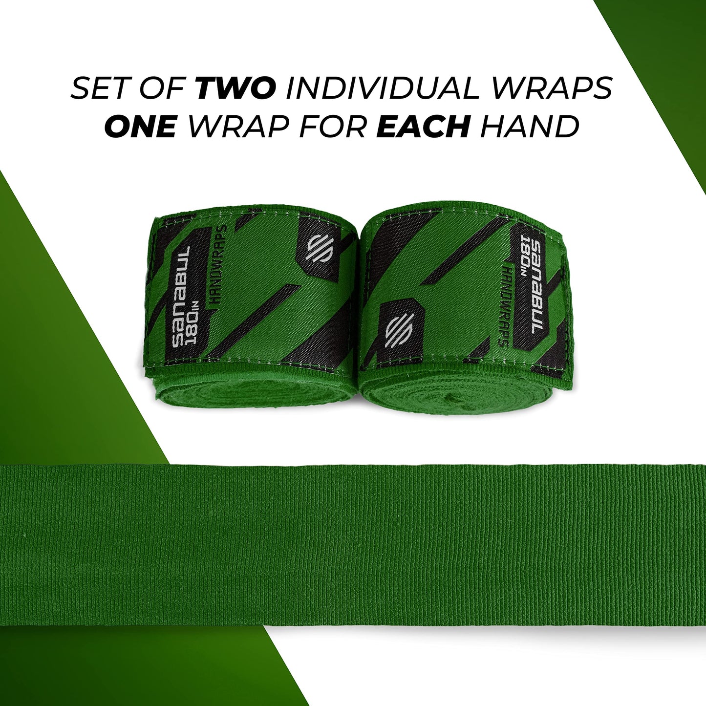 Sanabul Elastic 180 inch Boxing Handwraps | Boxing Gloves Muay Thai MMA Boxing Hand Wraps | Forest Green, 180"