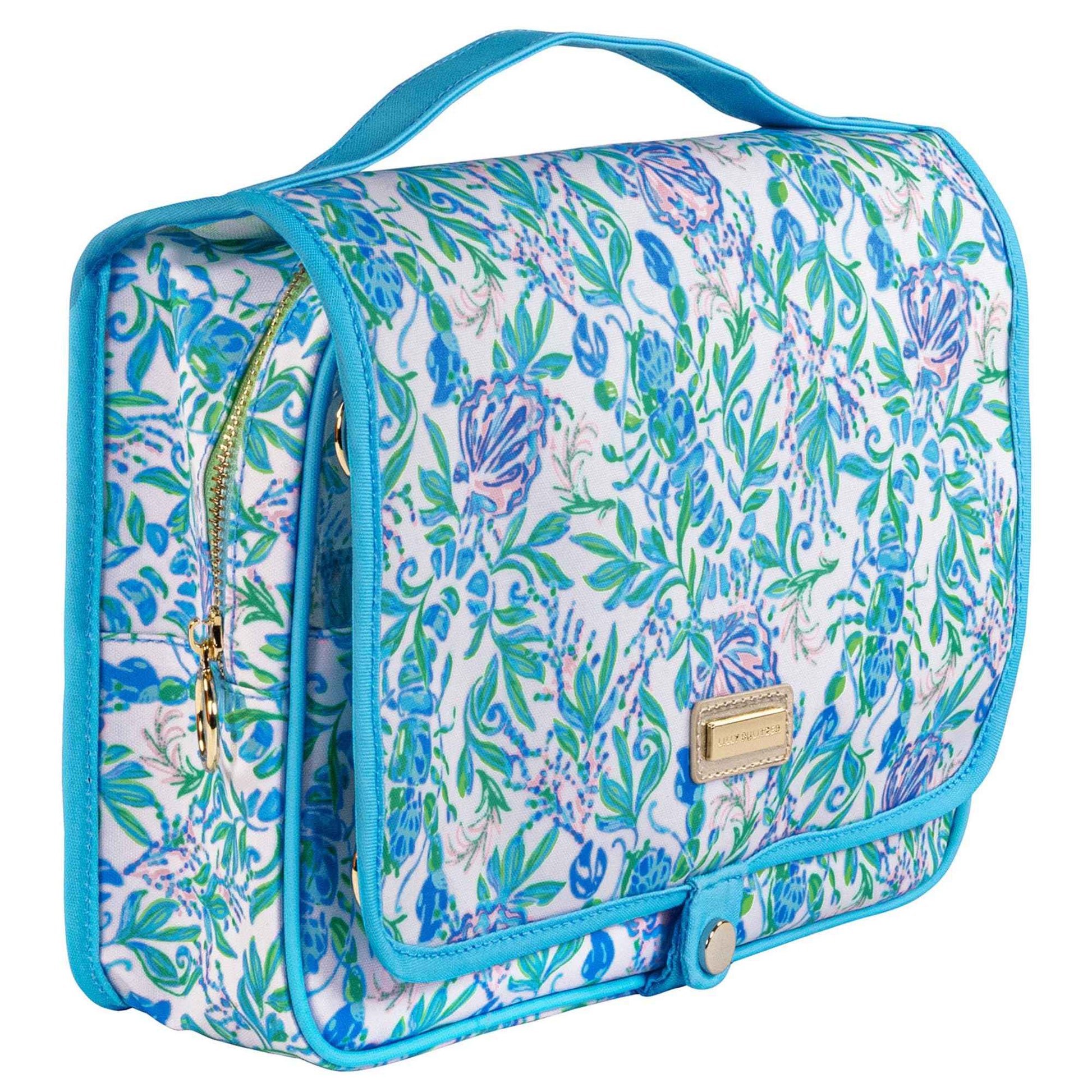 Lilly Pulitzer Travel Toiletry Bag with Handle, Pockets, and Zipper, Hanging Travel Organizer for Makeup and Toiletries, Just a Pinch