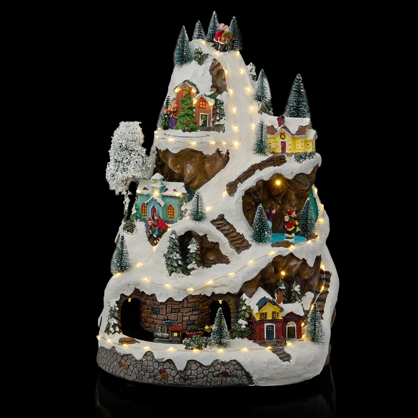 Alpine Corporation 18"H Indoor Animated Winter Wonderland Set with LED Lights and Music