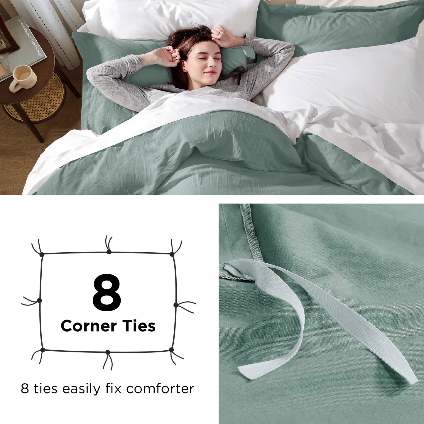 Bedsure Sage Green Twin Duvet Cover Set - Soft Prewashed Duvet Cover Twin Size, 2 Pieces, 1 Duvet Cover 68x90 Inches with Zipper Closure and 1 Pillow Sham, Comforter Not Included