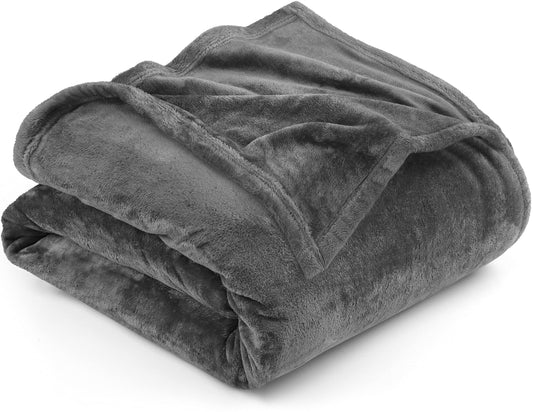 Utopia Bedding Fleece Blanket King Size Grey 300GSM Luxury Bed Blanket Anti-Static Fuzzy Soft Blanket Microfiber (90x102 Inches)