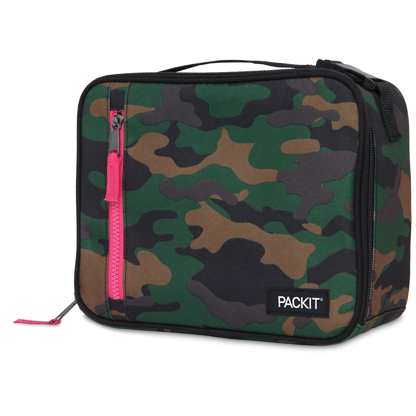 PackIt Freezable Classic Lunch Box, Camo Hot Pink, Built with EcoFreeze Technology, Collapsible, Reusable, Zip Closure With Zip Front Pocket and Buckle Handle, Designed for Lunches