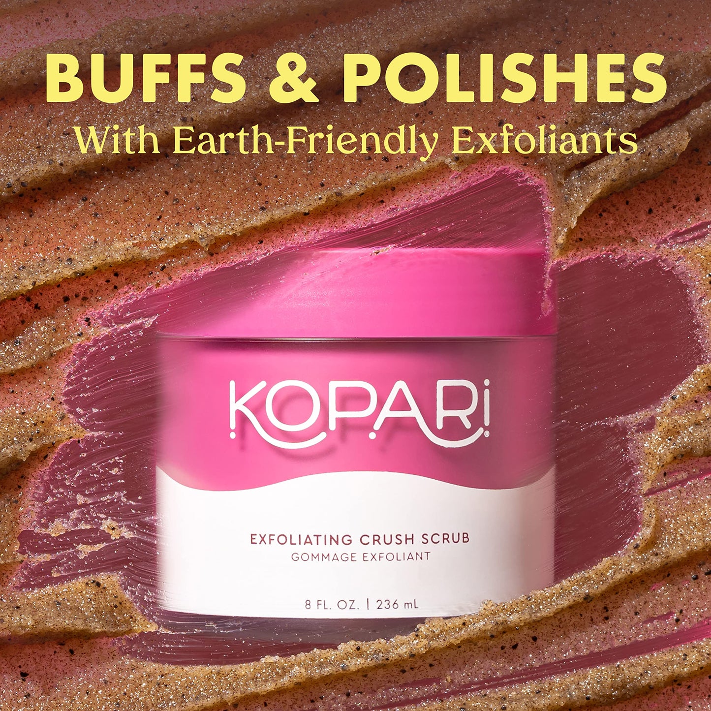 Kopari Coconut Crush Scrub - Brown Sugar Scrub to Exfoliate, Shrink the Appearance of Pores, Help Undo Dark & Age Spots + More With 100% Organic Coconut Oil, Non GMO, and Cruelty Free, 8 Oz