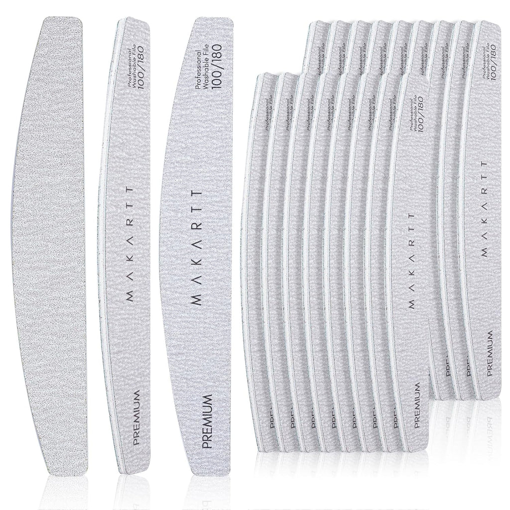 Makartt Nail File: 100/180 Grit Emery Boards for Nails, 10 Pcs Zebra Doubled Sides Coarse Fingernail Filer for Acrylic and Extension Gel Removal Manicure Kit Salon Home Use