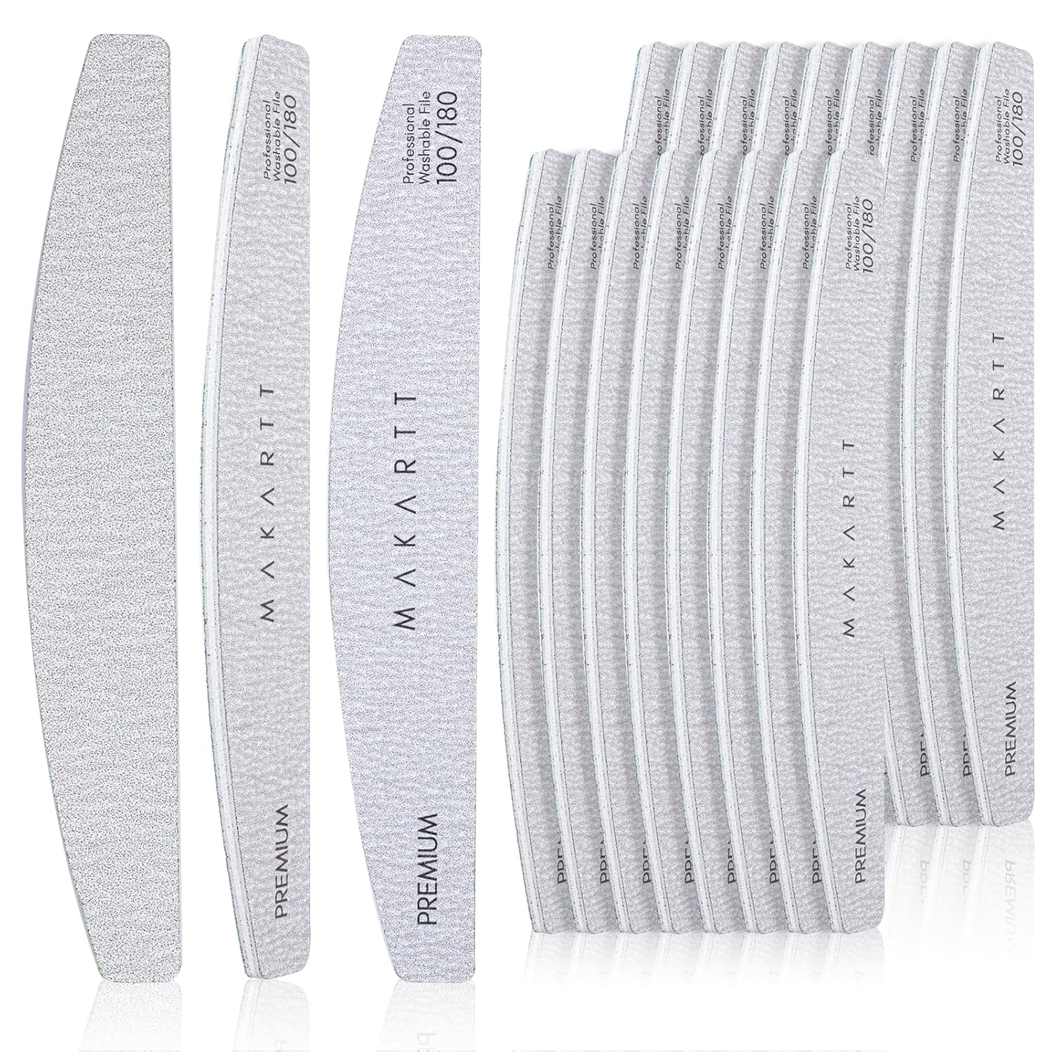 Makartt Nail File: 100/180 Grit Emery Boards for Nails, 10 Pcs Zebra Doubled Sides Coarse Fingernail Filer for Acrylic and Extension Gel Removal Manicure Kit Salon Home Use