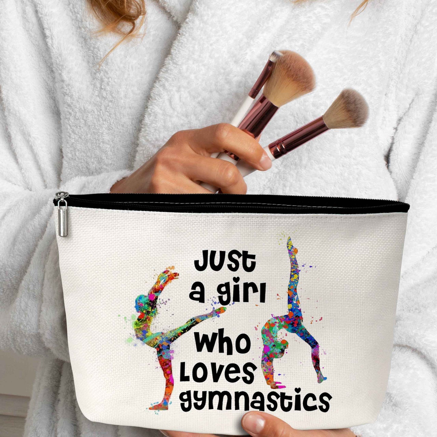 GREOXG Gymnastics Gifts, Just A Girl Who Loves Gymnastics, Gymnastics Travel Makeup Bag, Birthday Gifts for Woman Girls Sisters Mom Daughter Toiletries Organizer-D35