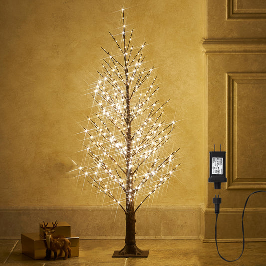 Fudios Lighted Alpine Tree Brown Willow 4FT 450 LED Fairy Lights,Artificial Winter Twig Trees Plug in for Christmas Indoor Outdoor Home Decoration