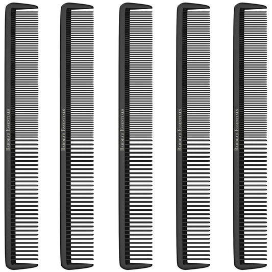 Hair Cutting Comb (5 Pack) - Professional 8.75” Black Carbon Fiber Anti Static Chemical And Heat Resistant Hair Combs For All Hair Types For Men and Women - By Bardeau Essentials