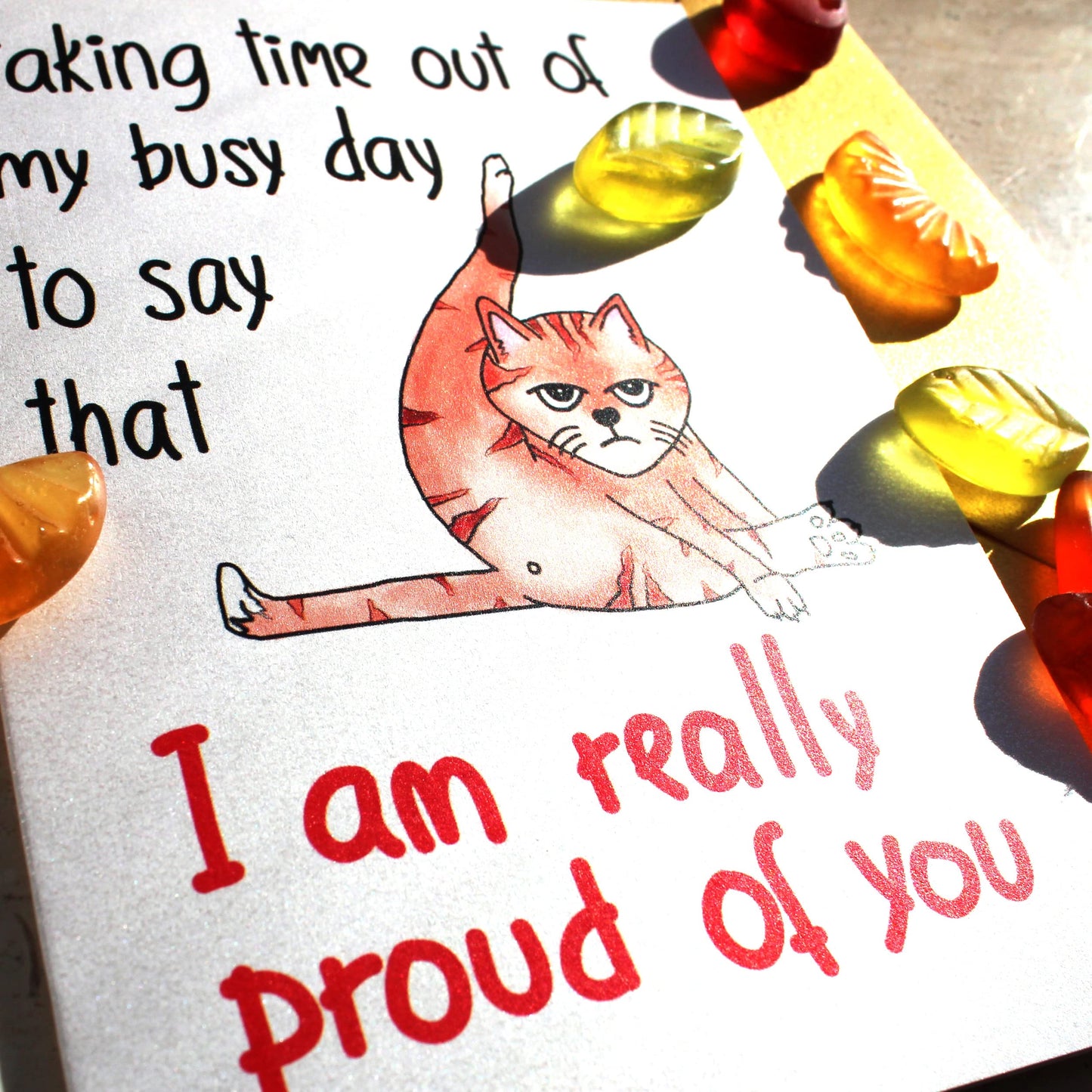 I Am Really Proud of You Card w. Ginger Cat, Funny Handmade Congratulations Card, New Job, Work Promotion, Retirement, Graduation Congrats to Graduate, Coworker, Colleague, Boss, Friend, Son, Daughter