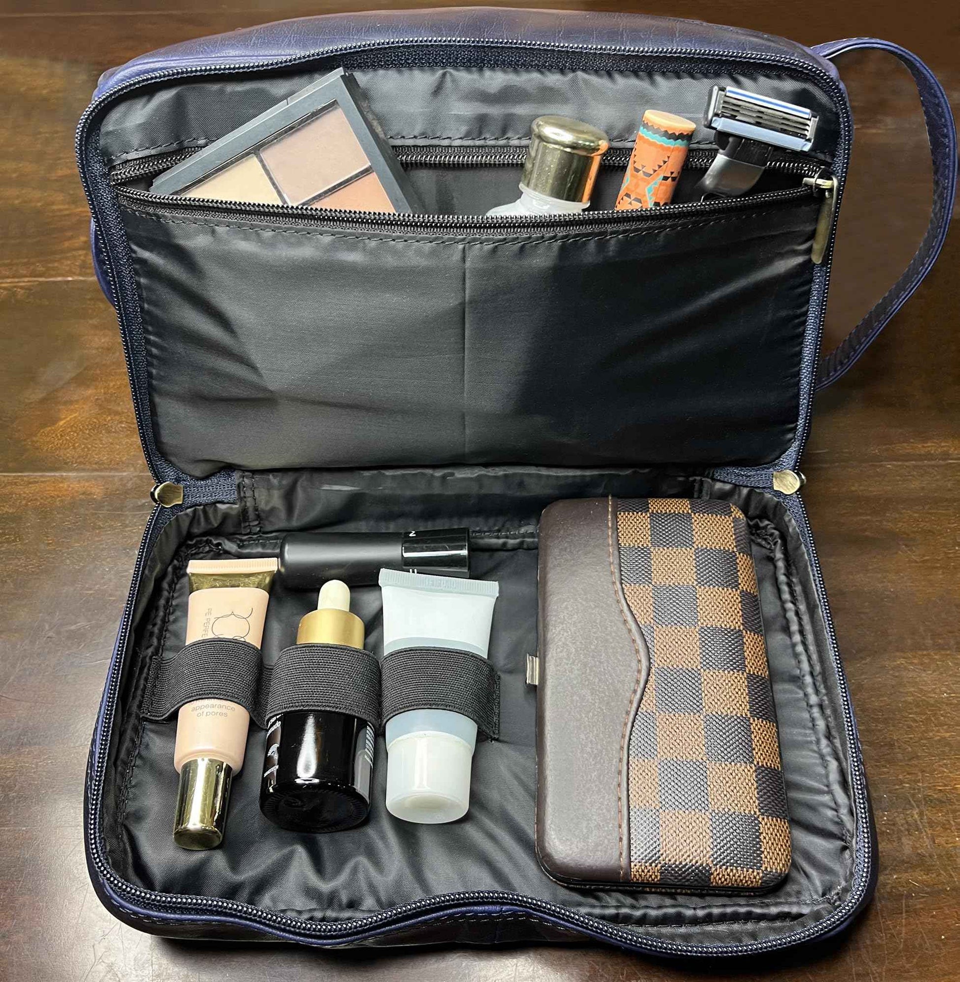 RUSTIC TOWN Leather Toiletry Bag for Men - Travel Shaving Ditty Kit - Bathroom Shower Toiletries Organizer - Cosmetic Makeup Bag for Women