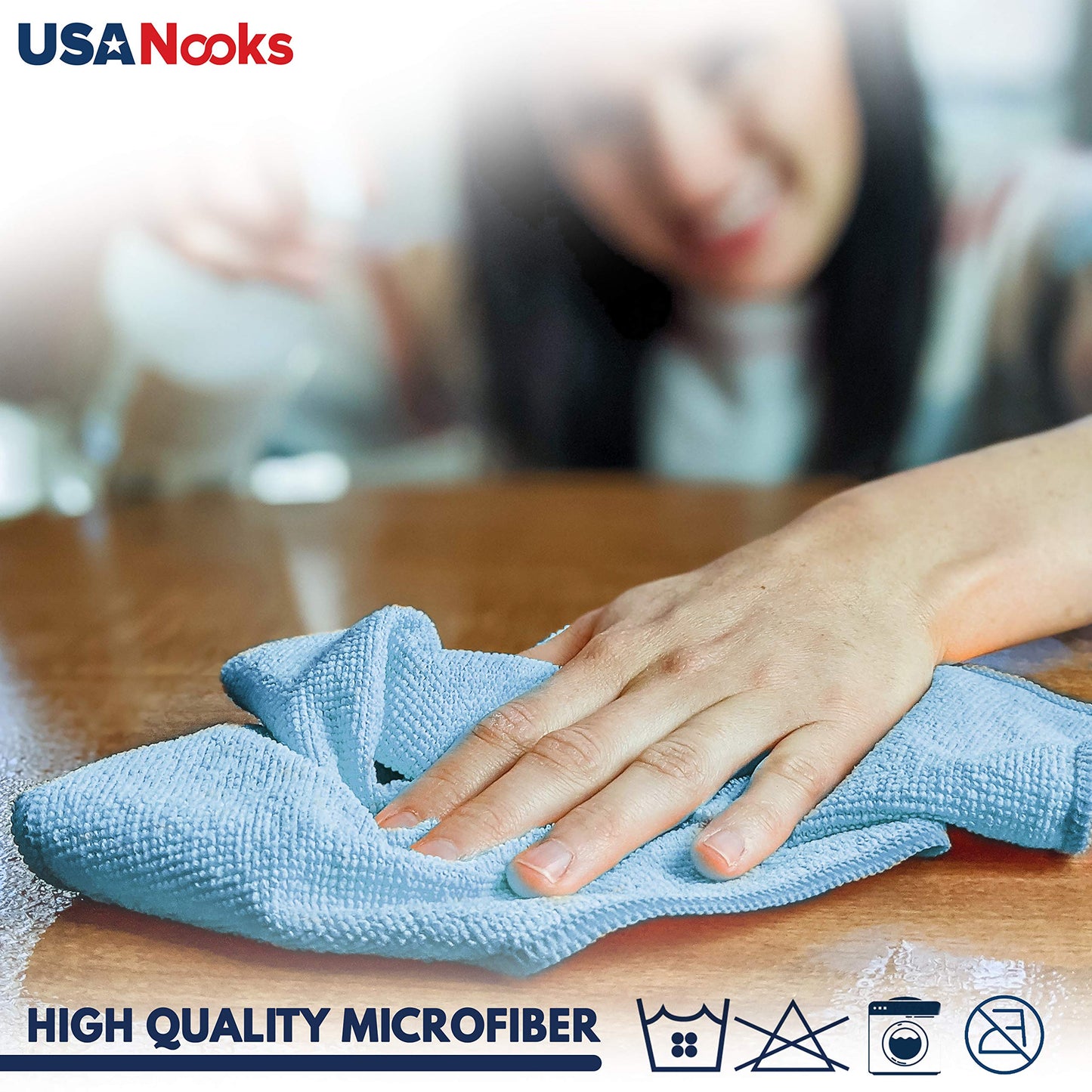 USANOOKS Microfiber Cleaning Cloth - Turq - 12Pcs (12.5x12.5 inch) High Performance - 1200 Washes, Ultra Absorbent Car Towel Traps Grime & Liquid for Streak-Free Mirror Shine - car Washing Cloth