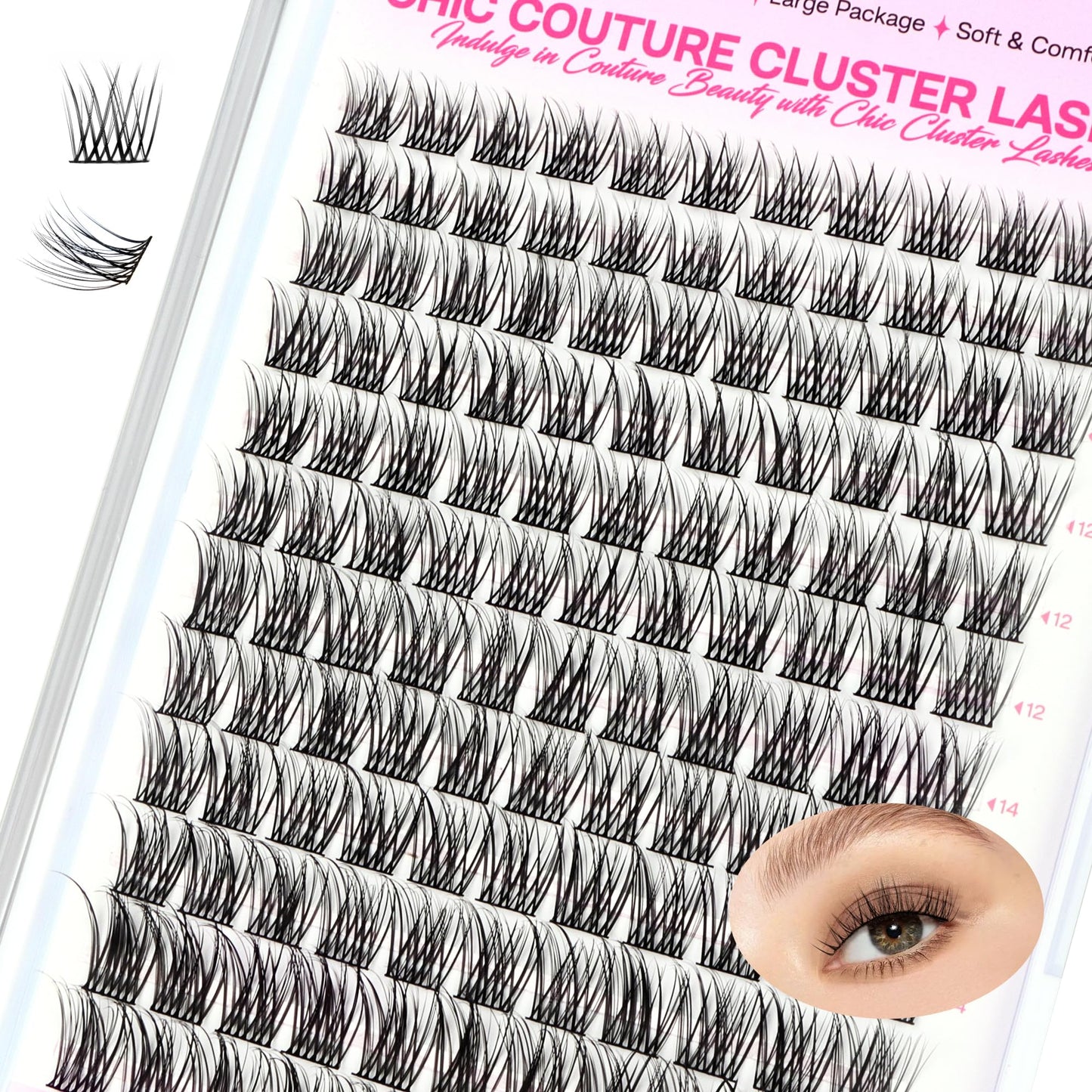 CALAILIS Lash Clusters DIY Cluster Eyelash Extensions 132pcs Natural Cluster Lashes Mega Volume Individual Lashes Reusable Wispy Eyelash Clusters (CDD09,D-10-16MIX)