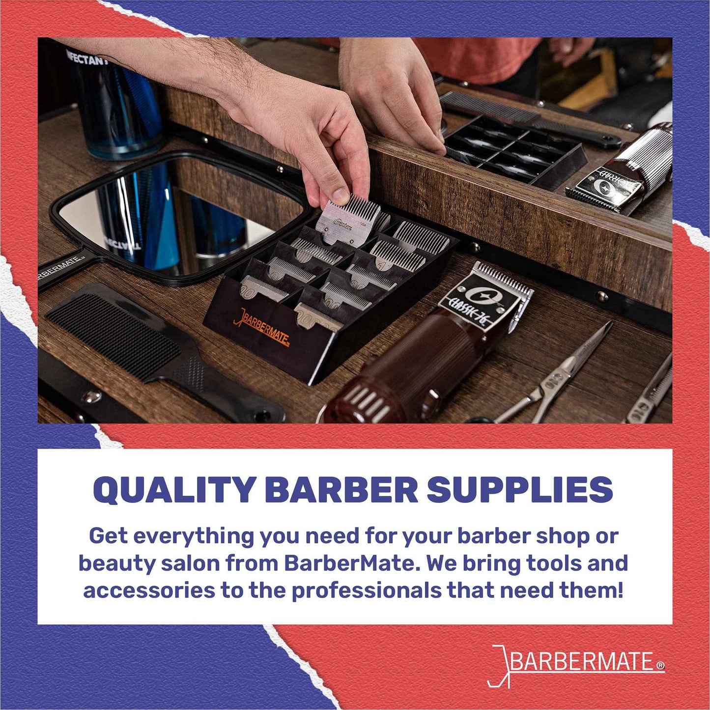 BarberMate® Blade Rack Storage Tray - Holds 10 Clipper Blades (Gray)
