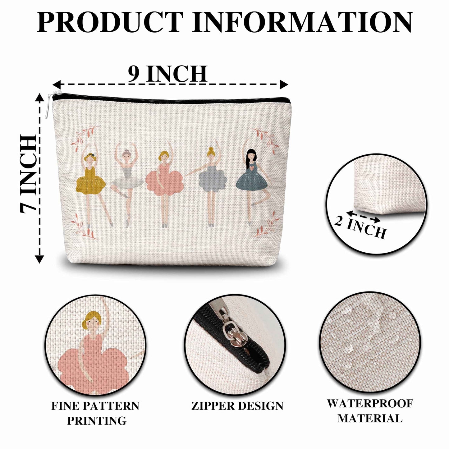 ZIIUFRN Elegant Dancer Gifts for Women, Ballet Lovers Makeup Bag, Dancing Girls Travel Cosmetic Bag for Teacher Friends Sister Girls Birthday Gifts - A21
