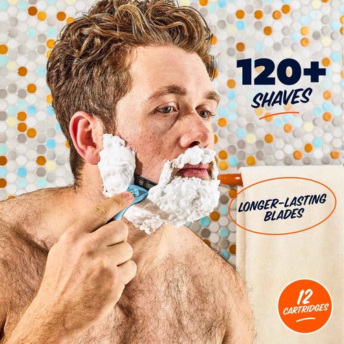 Dollar Shave Club | 4 Blade Razor Refills (12 Pack) | Swift Rinse Blades for Longer and Thicker Hair