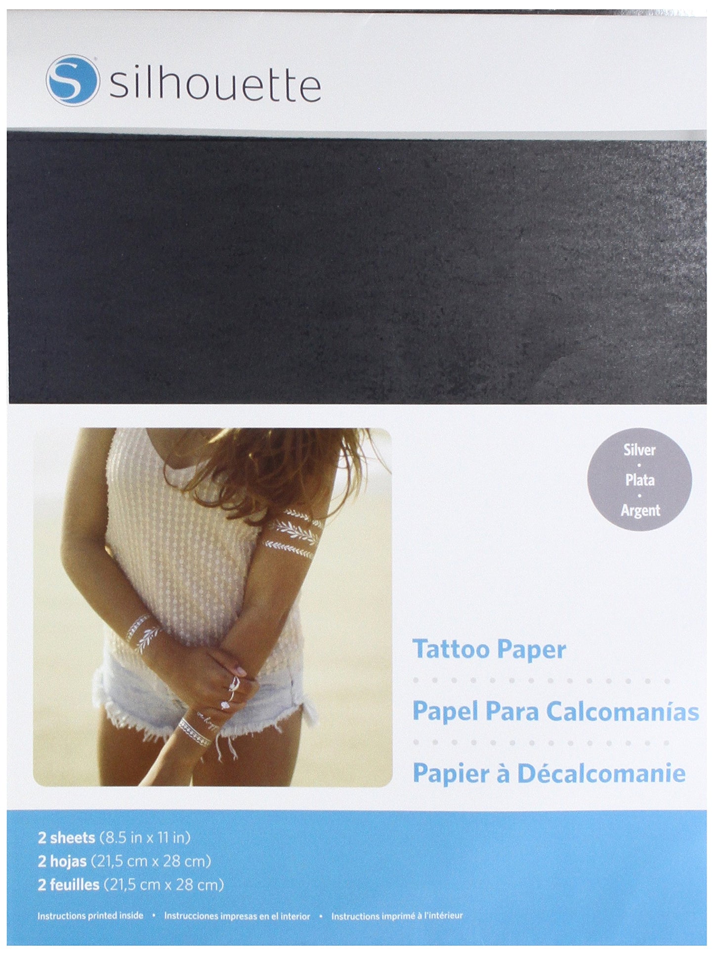 Silhouette America Silver Silhouette 8.5"X11" Temporary Tattoo Paper 2/Pkg