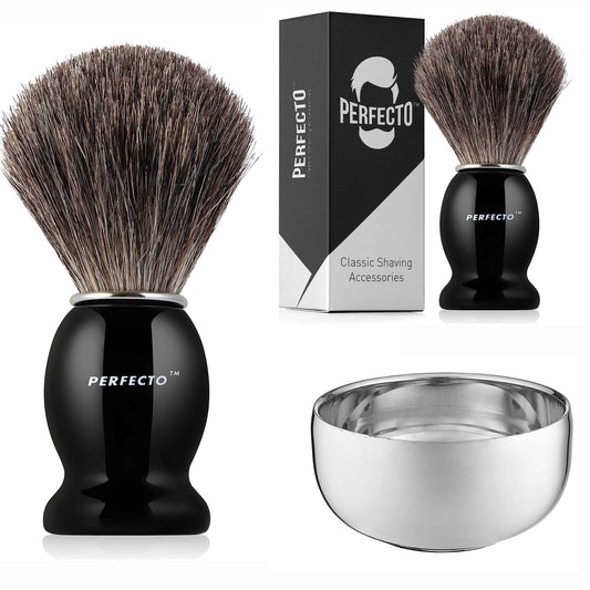 Black Badger Shaving Brush and Shaving Bowl