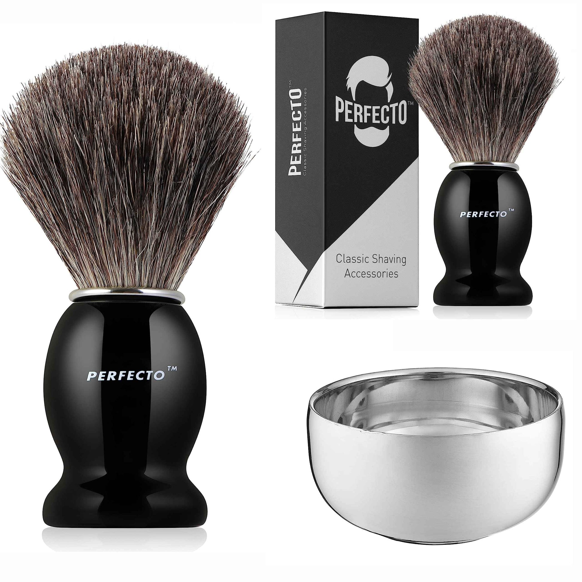 Black Badger Shaving Brush and Shaving Bowl
