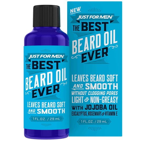 Just For Men The Best Beard Oil Ever, Supports Growth, Made with Vitamin E, Eucalyptus, Rosemary, and Jojoba Oil, Smoothes and Softens without clogging pores, Light & Nongreasy, 1 Fl Oz