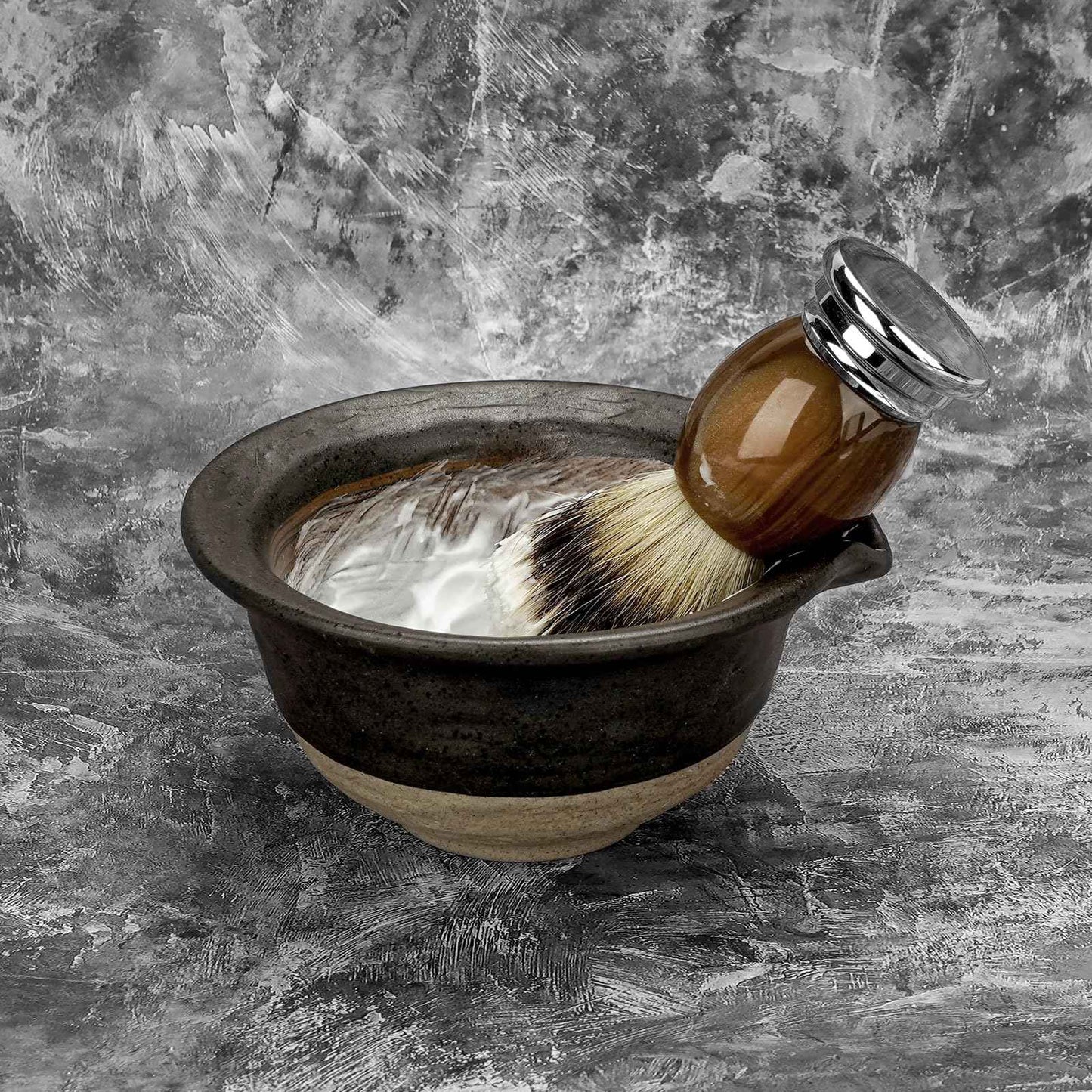 Linkidea Inside Rough Ceramic Texture Shaving Bowl, Shaving Soap Lather Cup for Men, Beard Wet Razor Shave Cream Bowl (Black)