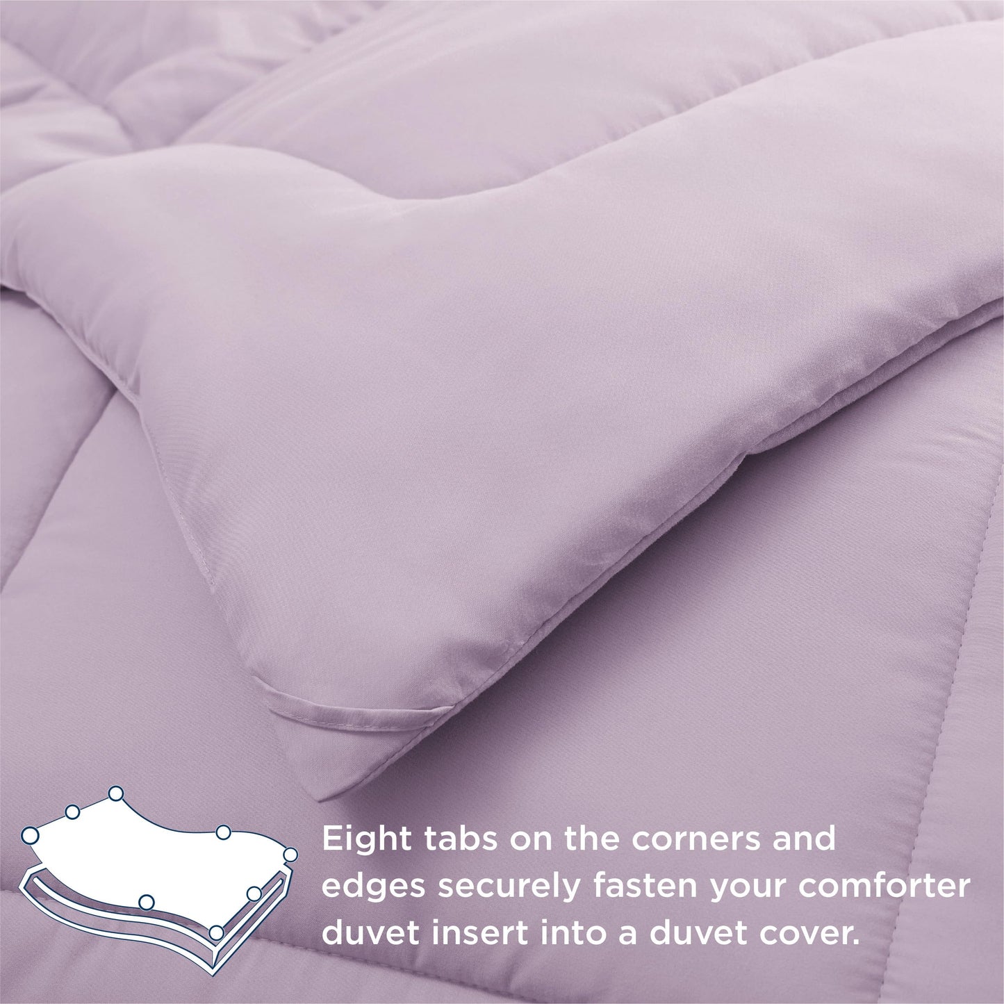 Bedsure Comforter Duvet Insert - Quilted Comforters King Size, All Season Duvet, Down Alternative Bedding Comforter with Tabs(Light Purple,King 90"x102")