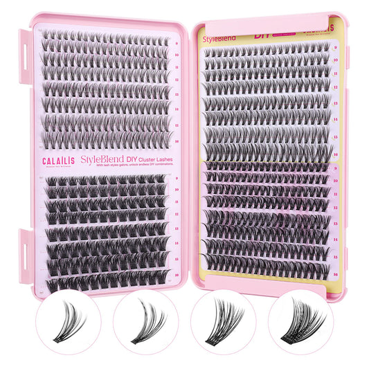 CALAILIS Lash Clusters Wispy 576Pcs D Curl Cluster Eyelash Extensions Multi-Type Mixed DIY Eyelash Clusters Soft and Reusable Ultra-Large Capacity Individual Cluster Lashes (30D&40D&50D&56D)