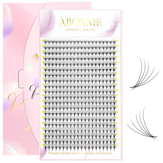 ABONNIE Premade Fans Eyelash Extensions, 400 Fans 5D 8-15mm Mix Promades Eyelash Fans,0.05 Thickness D Curl Premade Lash Fans, Handmade Premade Fans Volume Lash Extensions (Pointy Base 5D 0.05-D 8-15)