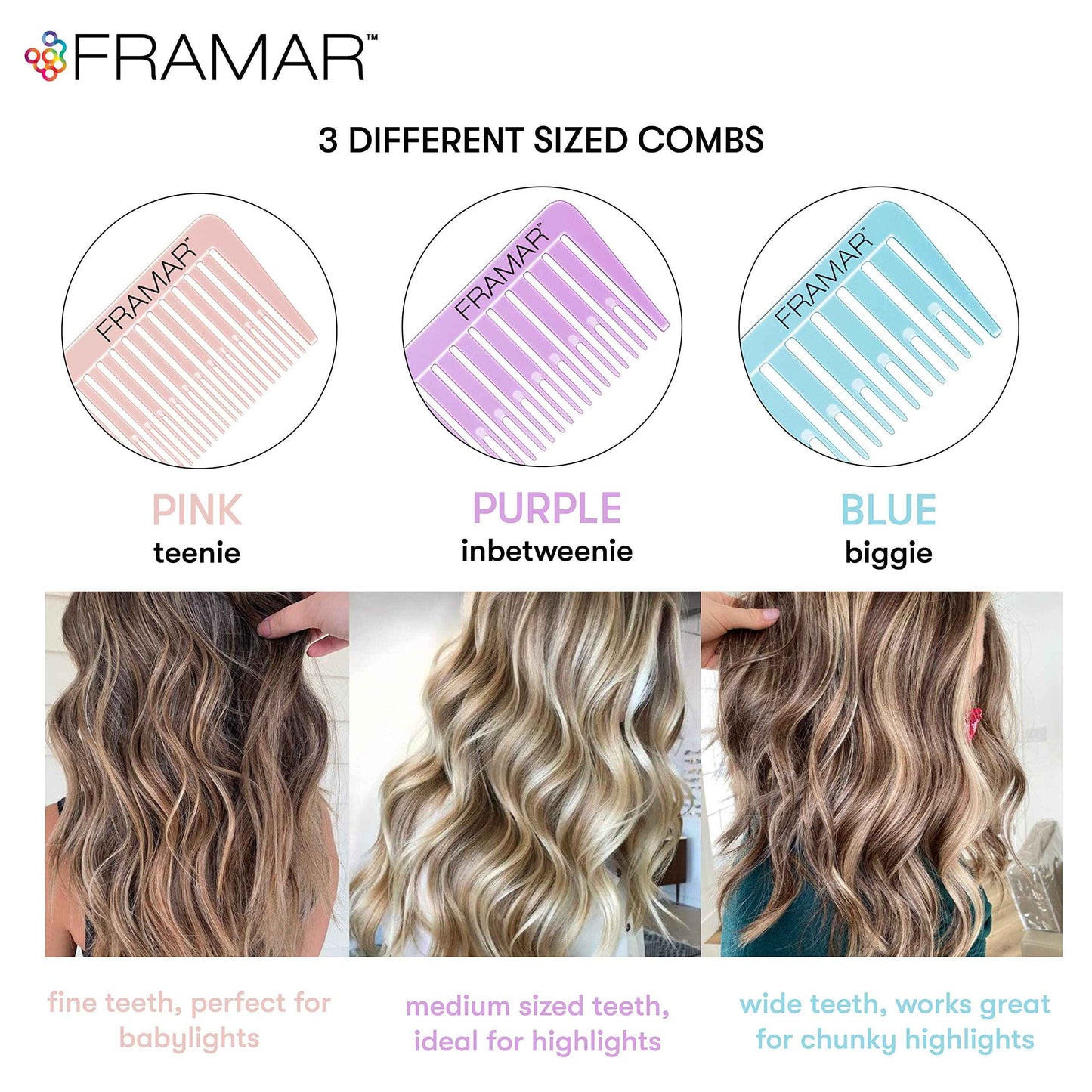 FRAMAR Dreamweaver Highlight Comb Set – Combs for Hair Stylist- FRAMAR Pink Premium Hair Spray Bottle Continuous Mist