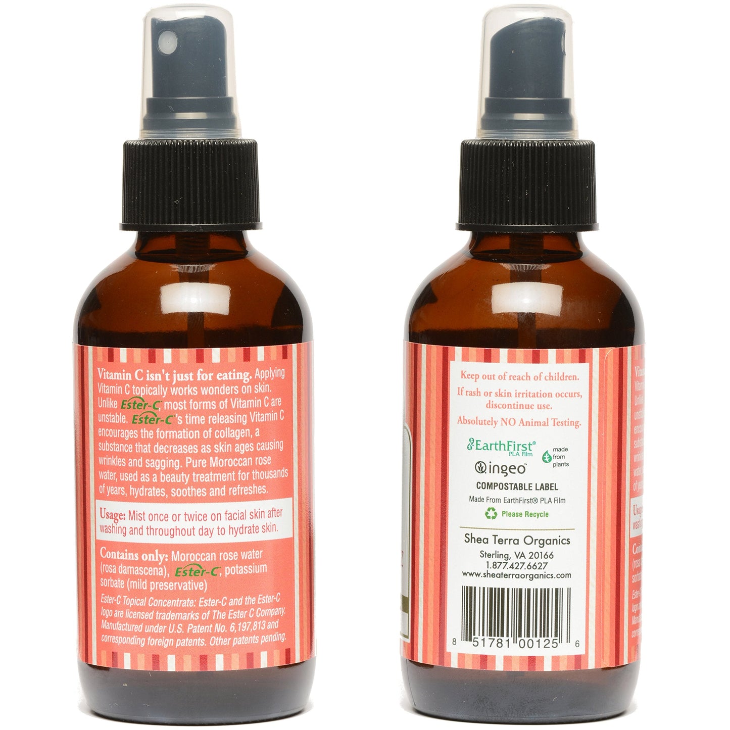 Shea Terra Organics Beauty Water, Toner & Face Mist – Rose HIPS Damask Rose Ester-C | Natural Daily Face Spritz with Anti-Aging Rose Water & Vitamin C to Soothe & Promote Collagen Production – 4 oz