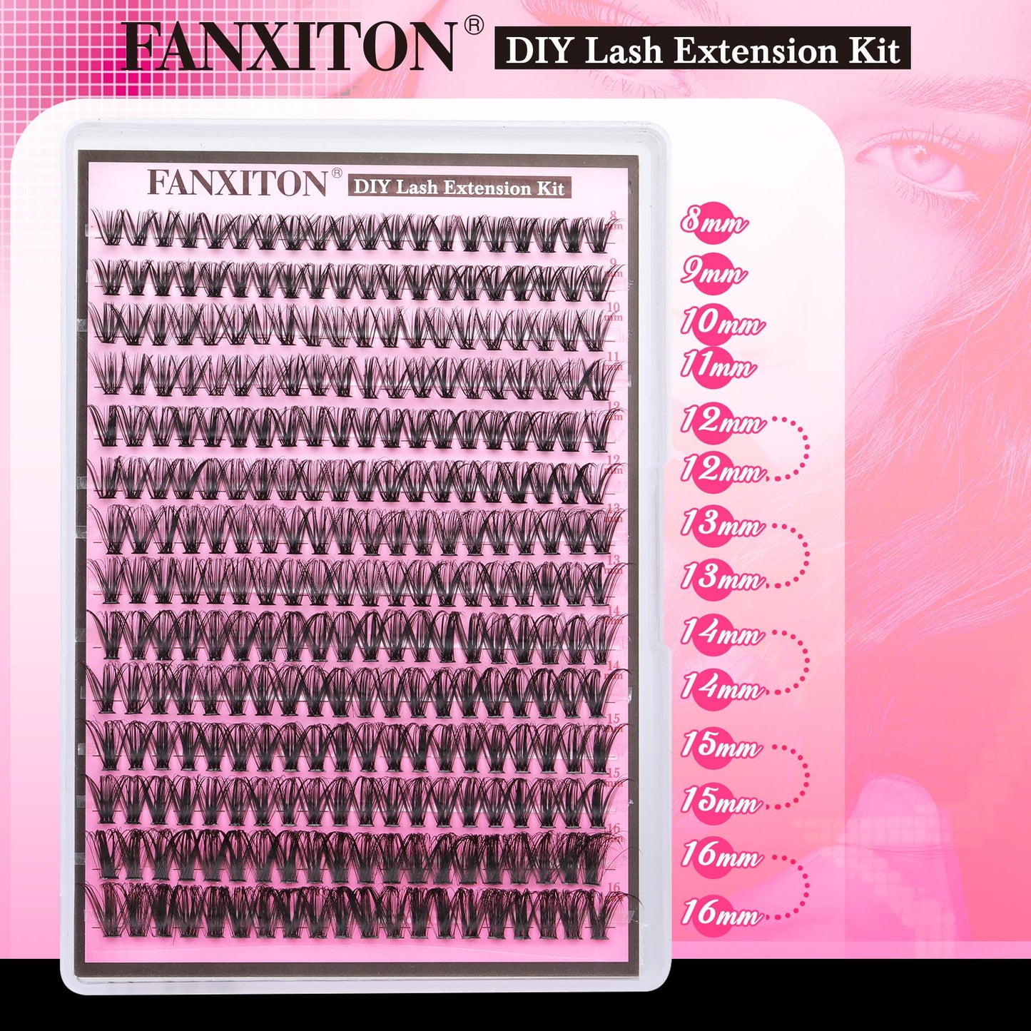 FANXITON Lash Clusters 280 Pcs Wispy Lash Clusters D Curl 8-16 MM Mix Natural Eyelash Clusters 40D Individual Eyelash DIY Lash Extensions at Home(0.07D 40D)