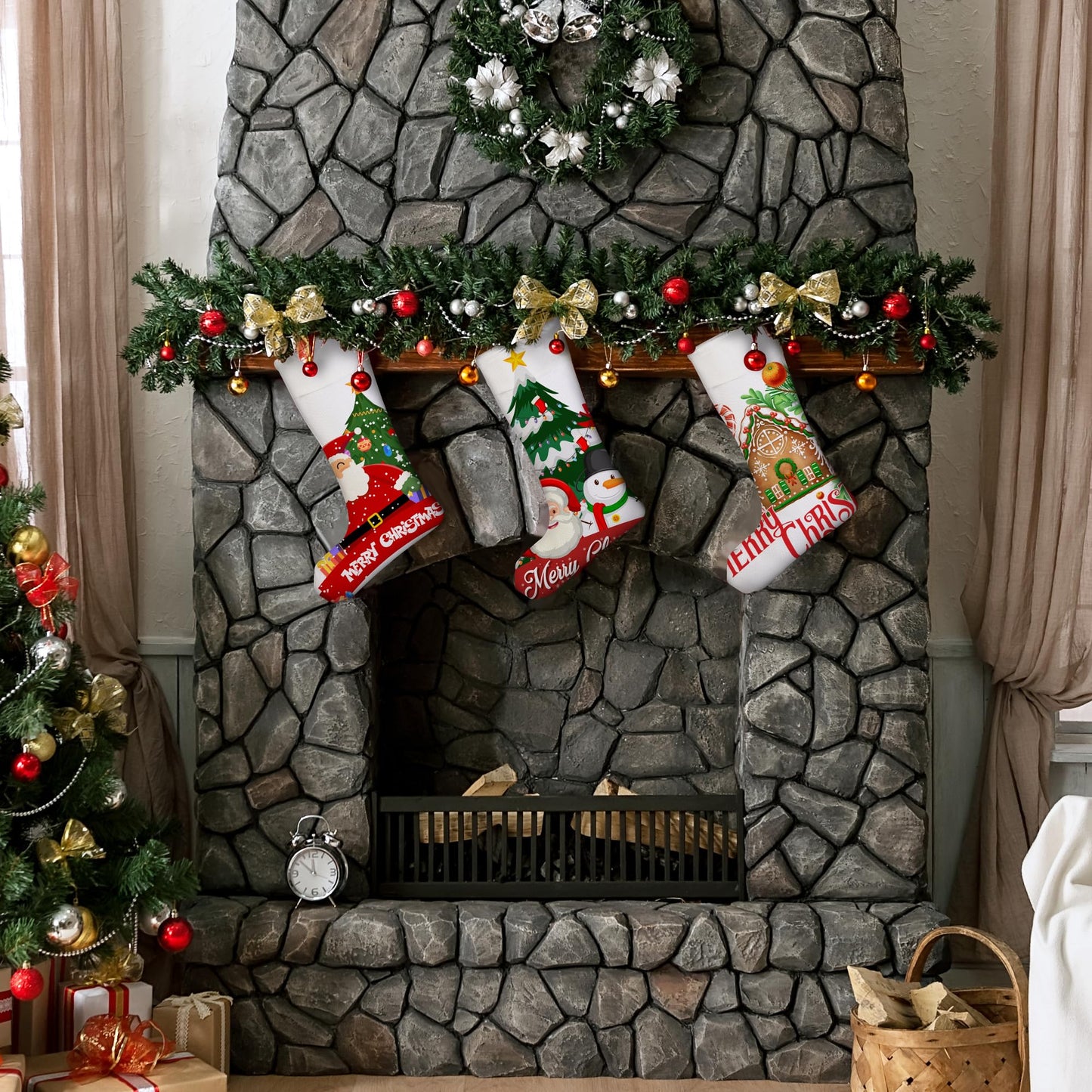 Aodaer 12 Pieces Plain Christmas Sublimation Burlap Stockings Hanging Stockings for Tree Fireplace DIY Heat Transfer Printing Christmas Home Decoration, 13.4 x 9.8 x 6.5 Inches